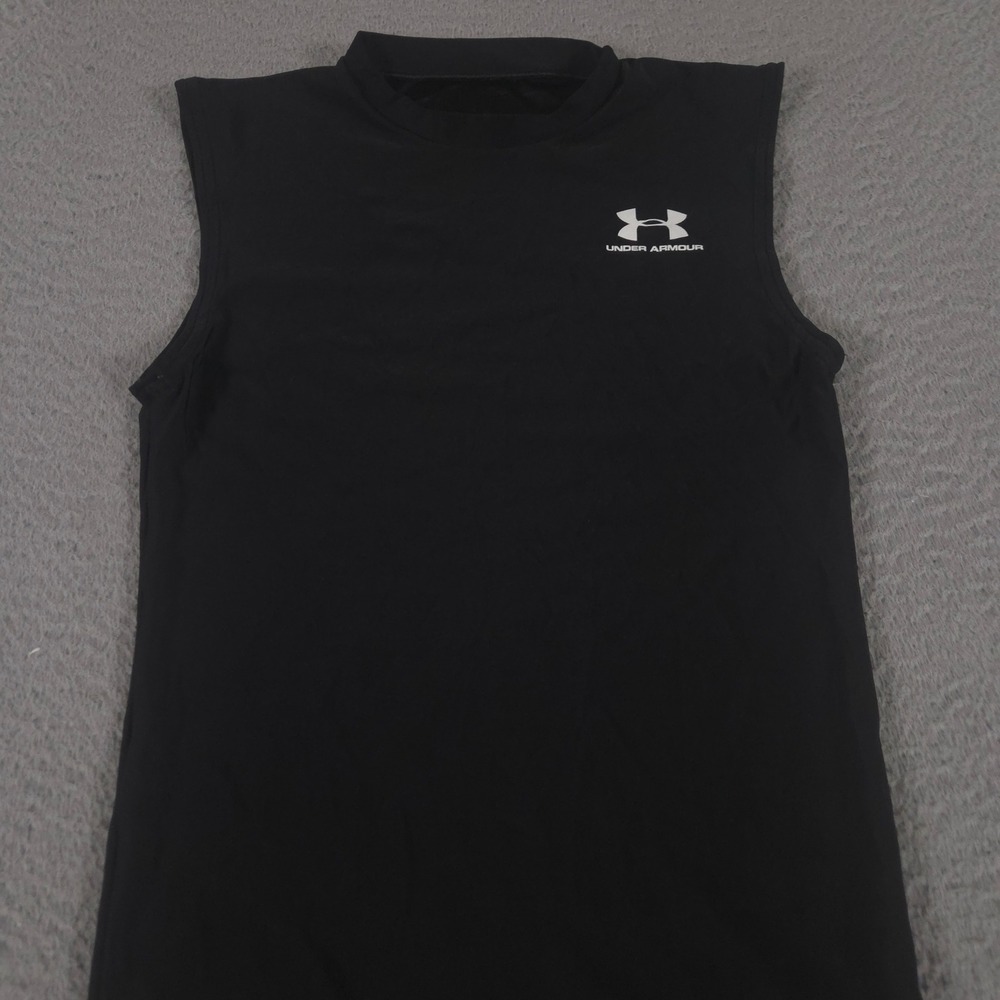 Under Armour Shirt Mens Medium Black HeatGear Compression Sleeveless Tank Top
